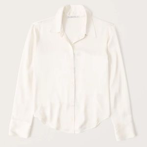 Abercrombie Long-Sleeve Satin Button-Up Shirt